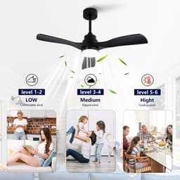 DESMIU Plafondventilator Met Verlichting – 107 cm – Stille Omkeerbare Gelijkstroommotor – ABS – Zwart – Afstandsbediening Met Dimbaar Licht — thumbnail 3