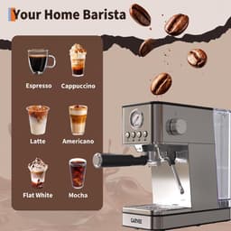 Espressomachine RVS met Stoompijp - 15x29x29cm - Compacte Koffiemachine - 1.7L Watertank - Voor Espresso En Latte - voor Thuis Kantoor - Zilver — thumbnail 5