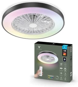 Varin® Smart Ventilator met verlichting - Zwart - Tuya Wifi - LED 30W RGBW - Ø 50cm - Super stil - Afstandsbediening smart lamp - Plafondlamp slaapkamer - Plafonniere woonkamer - Plafondlampen - Plafond lamp - Verlichting kinderkamer - Ventilator — thumbnail 1