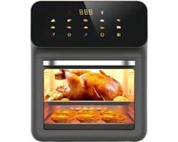 Heteluchtfriteuse en oven - Combiapparaat - Maaltijden voor het gezin bereiden - Dubbele zone - 15 liter - Zwart
