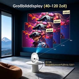 Mini Beamer Draagbaar - 1280 x 720 Resolutie - LED Technologie - WiFi 6 En Bluetooth 5.4 - Voor Gaming En Thuisbioscoop — thumbnail 4