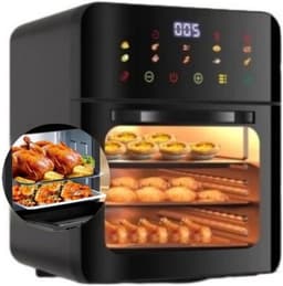 Airfryer met 3 Kookplaten - Mini Oven en Heteluchtfriteuse - Gezond Koken - Intelligente Spraakbesturing - 25 Liter - Zwart — thumbnail 1