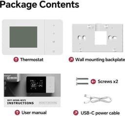 Wifi-thermostaat met 2 draden, besturing voor de gasketel, -thermostaat dagelijks programmeerbaar, compatibel met spraakbesturing van Google en.W506 3A — thumbnail 4