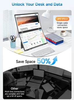 ITRONIQ Dubbele Draagbare Monitor 15,6 Inch - 2x Full HD 1080P IPS - Opvouwbaar Scherm - USB-C - Voor Laptop en PC - Zwart — thumbnail 4