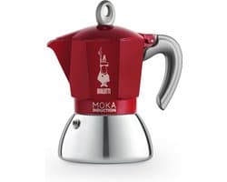 Bialetti Moka Induction Percolator 4 Kops Rood – Espresso Maker – Inductie Geschikt – Aluminium & RVS