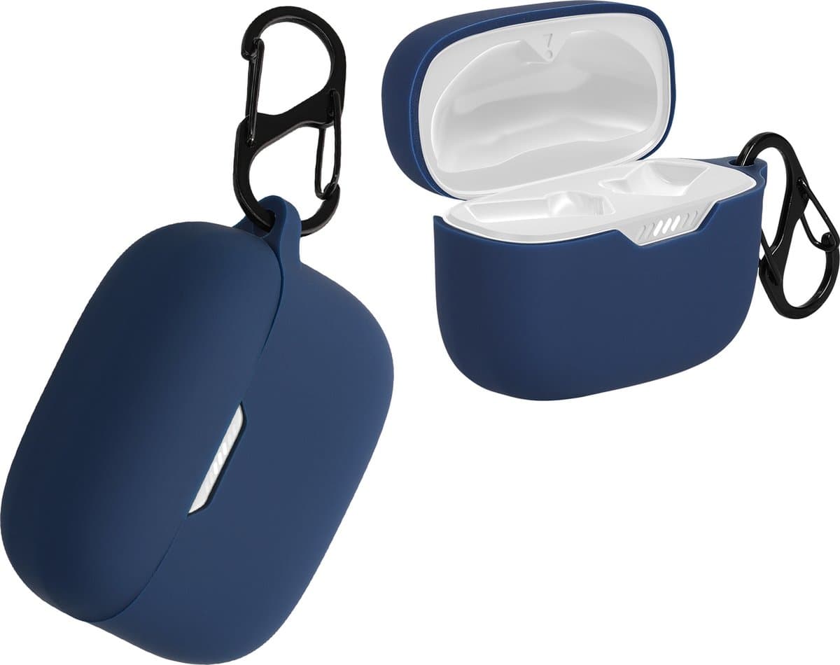 kwmobile Hoes geschikt voor JBL Tune 230 NC TWS / T230NC / T235NC - Siliconen cover voor oordopjes in donkerblauw — afbeelding 1