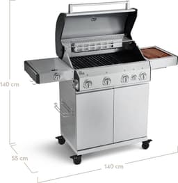 BURNHARD® 4 Branders gasbarbecue Big FRED Deluxe Series 3 incl. achterbrander, keramische 900°C infraroodbrander, zijkookplaat, gietijzeren grillrooster + uitklapbare zijtafels — thumbnail 2