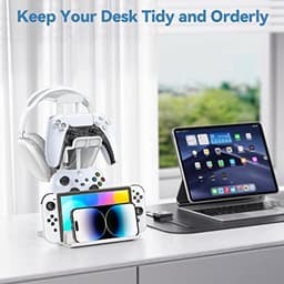 Gaming Headset Stand en Controller Houder met Aluminium Steun - Universele Hoofdtelefoonhouder voor Mobiele Apparaten — thumbnail 5