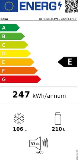 Beko B1RCNE364W koel-vriescombinatie Vrijstaand 316 l Wit — thumbnail 3