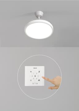 CREATE - Plafondventilator 40W stil met intrekbare bladen met licht - Ø91cm - Wit - Controller voor wandmontage + afstandsbediening - WIND CLEAR STUDIO — thumbnail 5