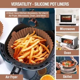Daity 2 stuks Airfryer siliconen bakvorm, 8 inch Airfryer mandje, siliconen bakvorm, geschikt voor Airfryer oven, herbruikbare bakvorm ovenaccessoires (bruin, zwart) — thumbnail 2