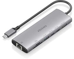 AISENS ASUC-7P032-GR laptop dock & poortreplicator Bedraad USB 3.2 Gen 1 (3.1 Gen 1) Type-C Grijs