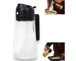 Olie spray fles - olijfolie sprayfles - olie spuitfles - keuken oliefles - keuken gadget - geschikt voor airfryers, salades en barbecues (470 ml - zwart)