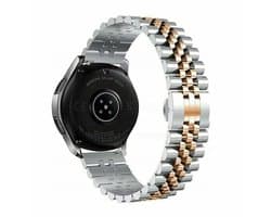 By Qubix - Geschikt voor Garmin bandje - Geschikt voor Garmin Venu 4 - 45mm - Stalen band - Zilver / rosé goud - Smartwatch bandje 22mm