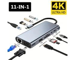 11-in-1 uitbreidingsdock type-c netwerkpoort USB-uitbreidingsdock met meerdere poorten, multifunctionele USB-hub