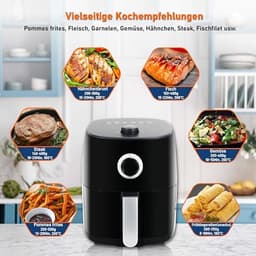 Mini Heteluchtfriteuse met Temperatuurregeling, 1400 Watt, 5-in-1 Multicooker voor Gezond Frituren en Koken — thumbnail 3