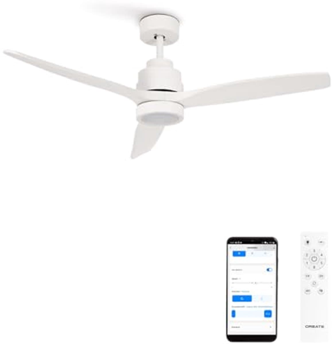 Plafondventilator met WiFi en afstandsbediening - Stille 112 cm ventilator met LED verlichting en timer — afbeelding 1