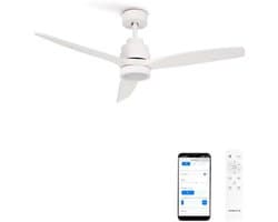 Plafondventilator met WiFi en afstandsbediening - Stille 112 cm ventilator met LED verlichting en timer