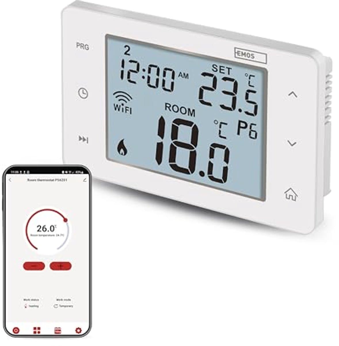 Slimme kamerthermostaat met WiFi en app voor verwarmings- en koelsystemen — afbeelding 1