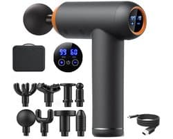 Massage Gun - Massage Apparaat - 99 Versnellingen - 8 Opzetstukken - Digitale Display - Zwart