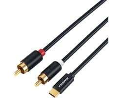 Xssive USB-C naar Tulp Kabel - 1.5M - Hi-Fi DAC Chip (24-bit/96kHz) - USB C naar RCA Audiokabel voor Smartphone, Laptop, Versterker & Auto - Audio Stereo Kabel