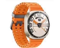 Xssive Watch Ultra 3 - Smartwatch Dames - Stijlvol Horloge met Belfunctie - 1.43" AMOLED - Hartslag & Zuurstofmeter - incl. 2 Bandjes (Zwart & Oranje) - Smartwatch - Titanium Gray