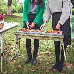 PIPIPOXER-Opvouwbare Houtskool BBQ Grill voor Buiten -voor op de camping, staande grill — thumbnail 2