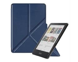 Beschermhoes voor Kobo Clara - Leren Klaphoesje met Zachte Siliconen Achterkant in Blauw