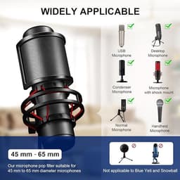 Microfoon Popfilter - Pop Filter - Pop Shield - Popkiller - Microfoon - Studio - Studio Accessoire - Popruis Vermijden - Duurzaam Design - Popfilter - Handheld Microfoonschermmasker - Microfoon Windschermhoes - Zwart — thumbnail 3