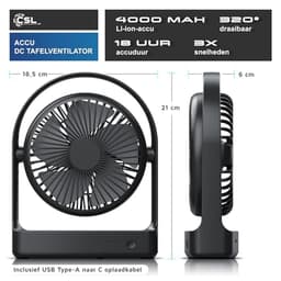 Draadloze USB Tafelventilator - Compact, Stil en Oplaadbaar — thumbnail 3