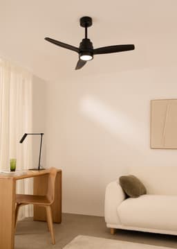 CREATE - Plafondventilator 40W silent 100% hout - Zwart - Ø112cm - Met licht - Controller voor wandmontage + afstandsbediening - WIND STYLANCE — thumbnail 4