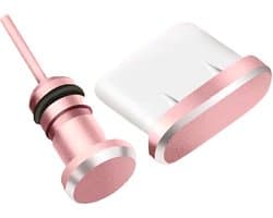 Stofplug USB-C & 3.5mm Jack Poort - Metaal - Geschikt voor oplaadpoorten Smartphone/Tablet/Laptop - Rose Goud