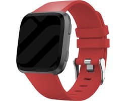 Siliconen Smartwatch bandje - Geschikt voor Fitbit Versa / Versa 2 silicone band - rood - Strap-it Horlogeband / Polsband / Armband - Maat: Maat S