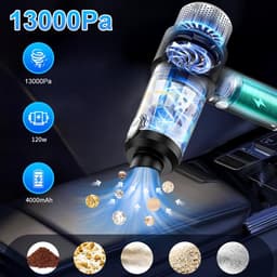 Draadloze mini-handstofzuiger - Autostofzuiger - 13000Pa sterke zuigkracht - Stofzuigen + opblazen + multi-scene reiniging - 4000mAh lange batterijduur - Perfect voor het reinigen van huis en auto — thumbnail 2