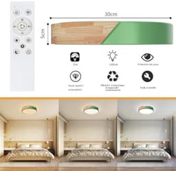 Dimbare Houten Plafondlamp met Afstandsbediening voor Moderne Interieurs — thumbnail 2