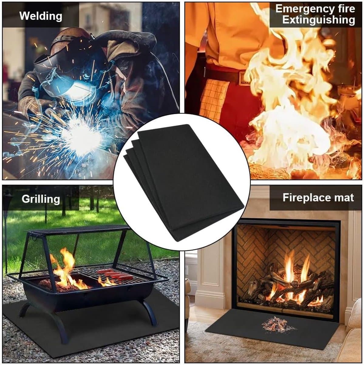 Candala Hittebeschermingsmat, brandvertragende lasdeken, hittebestendig materiaal tot 1000 °C, vuurvaste mat voor grill, kachel, lassen, loodgieters (60 x 45 cm) — afbeelding 1