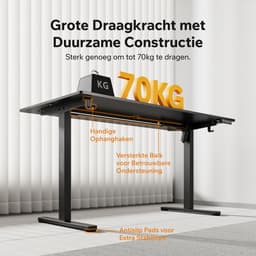 SENSE7 NOJO LIGHT - Zit Sta Bureau - 140 cm x 70 cm - Elektrisch bureau - Verstelbare bureau - Elektrische Hoogteverstelling - Hoogte 72-118 cm - Intelligent Bedieningspaneel - Zwart — thumbnail 5