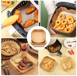 EXCITAT Airfryer bakplaten - Wegwerpbare bakplaten - 20x20cm - Geschikt voor Airfryer ovens - 100 stuks — thumbnail 2