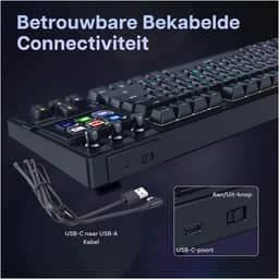 Mechanisch Toetsenbord met Shortcut keyboard van MMOBIEL - QWERTY Hot-Swappable RGB Keyboard met 6 Programmeerbare LCD Macrotoetsen & 3 Draaiknoppen voor Streamen, Videobewerking — thumbnail 4