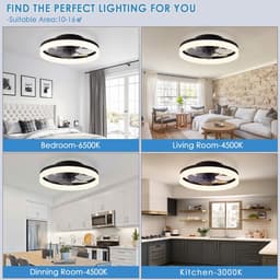 Stille Plafondventilator met Afstandsbediening en Dimbaar Licht – Voorjaar, Zomer, Herfst en Winter, 6 Snelheden, 40 cm — thumbnail 3