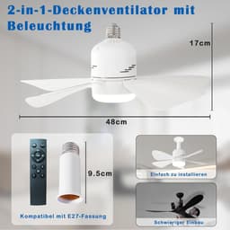 Dimbare Plafondventilator met LED Verlichting en Afstandsbediening - Stil en Efficiënt voor Slaapkamer en Woonkamer — thumbnail 2
