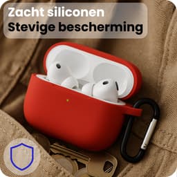 Hoesje - Geschikt voor Apple Airpods Pro 3 - Siliconen Hoes met Clip - Silicone Case Cover - Rood — thumbnail 4
