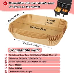Allecto Premium - 100 stuks Wegwerp Air Fryer Liners | Compatibel met Dual Zone Air Fryer | Accessoires voor Ninja, Salter, Tower — thumbnail 2