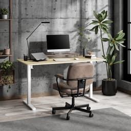 SENSE7 NOJO LIGHT - Zit Sta Bureau - 140 cm x 70 cm - Elektrisch bureau - Verstelbare bureau - Elektrische Hoogteverstelling - Hoogte 72-118 cm - Intelligent Bedieningspaneel - Lichtbruin-wit — thumbnail 3