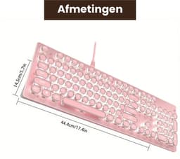 Steampunk Retro Mechanisch Toetsenbord - Roze – Bedraad – 104 Toetsen – RGB Verlichting – Ergonomisch – Metalen Behuizing – Typemachine Stijl – Geschikt voor Gaming & Kantoor – Windows & Mac — thumbnail 5