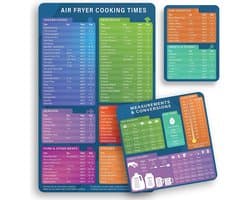 Air Fryer Cooking Guide Magnetische Cheatsheet Set - Airfryer Accessoires (3 Pack), Guide Flip Chart, Snelle referentie voor frituren, Kooktijden Grafiek Keuken Conversies