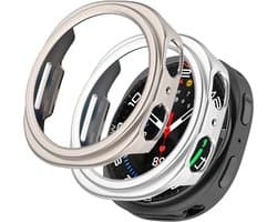 Stravo 2-Pack Screen Protector Case zonder Glas voor Samsung Galaxy Watch 8 - 44mm - Semi Cover Hard Case / Beschermend Hoesje - Starlight + Zilver - Samsung Galaxy Watch 8 44mm Bescherming