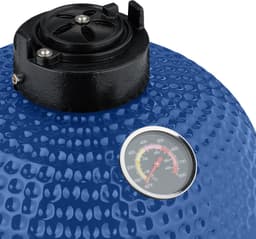 Kamado barbecue - Ø 26 cm - keramisch - met thermometer - deksel - blauw — thumbnail 2