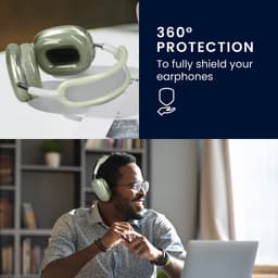 kwmobile 3-in-1 Hoofdtelefoonhoes voor Apple AirPods Max / AirPods Max 2 Hoesje - 360° TPU-hoes voor hoofdtelefoon - transparant / groen — thumbnail 2