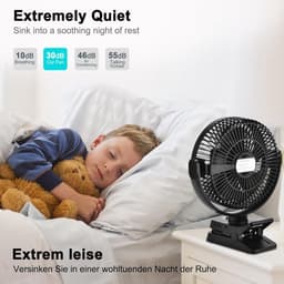 Oplaadbare clip-on ventilator 12000 mAh met afstandsbediening en LED-verlichting - 5 snelheden voor kantoor en buitengebruik — thumbnail 3